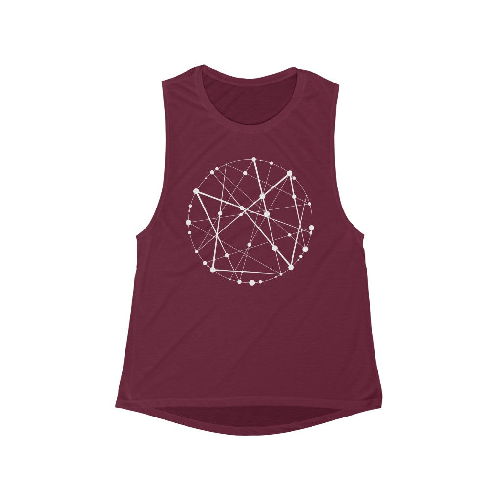 Blockchain Universe in White : Women's Metaverse Muscle Tank - METAVERSETEES : Metaverse Tees, T-shirts and Merch for Your Metaverse Life