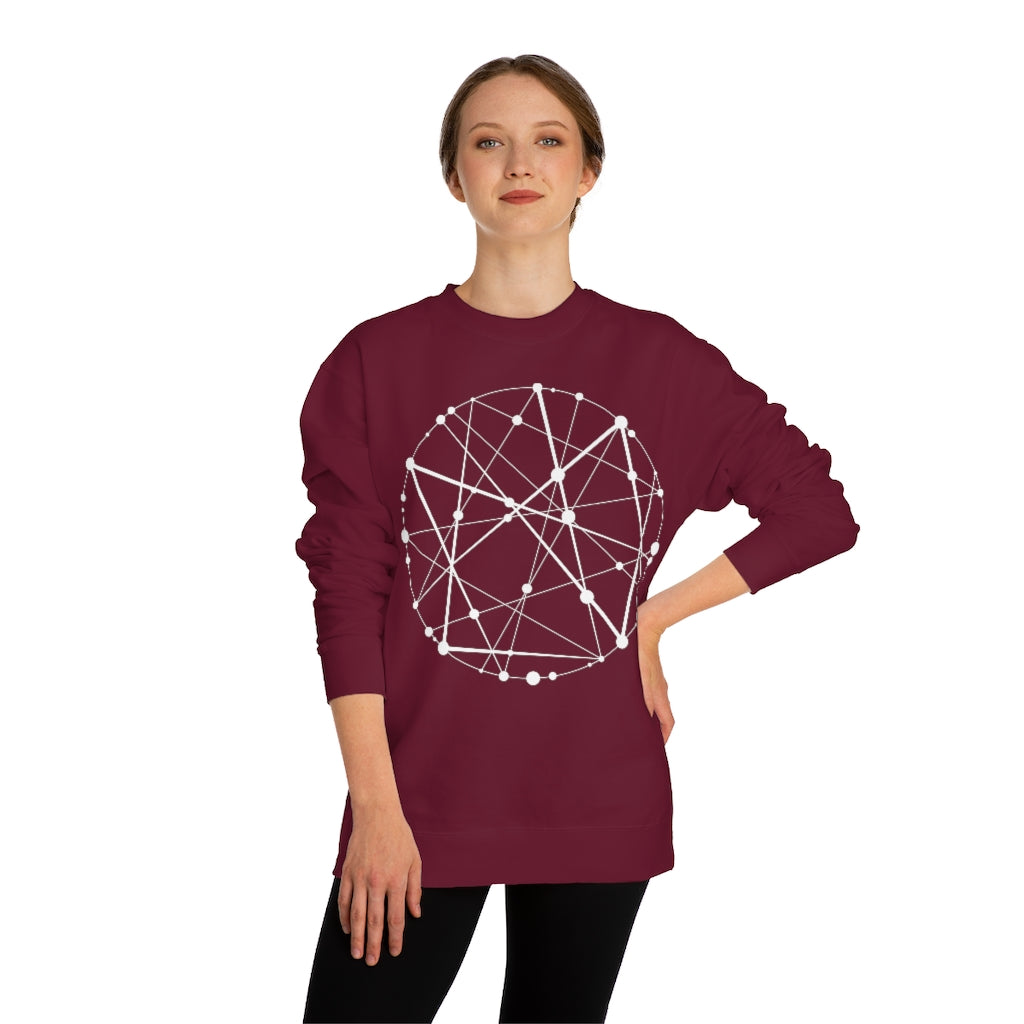 Blockchain Universe in White :: Unisex Crew Neck Sweatshirt - METAVERSETEES : Metaverse Tees, T-shirts and Merch for Your Metaverse Life