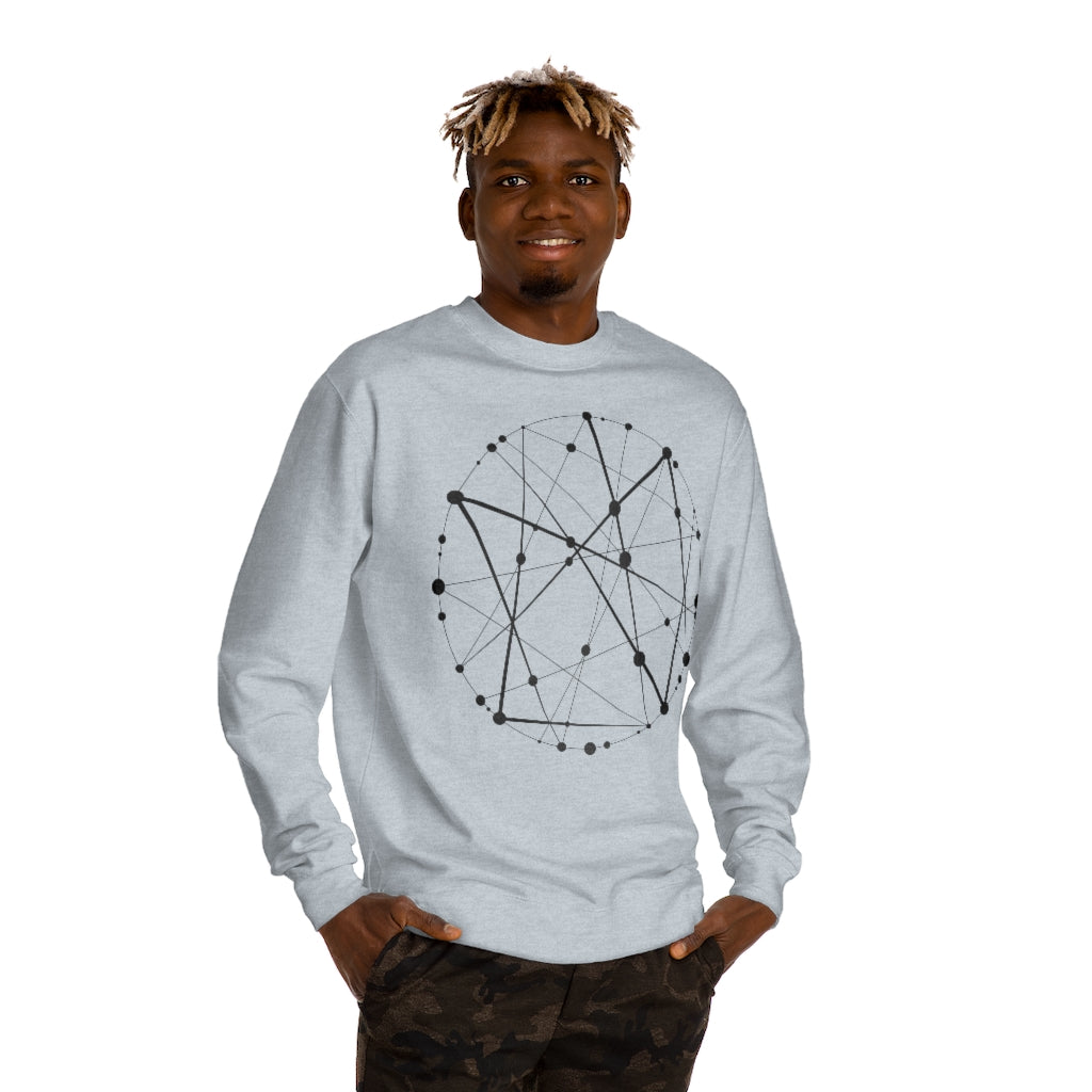 Blockchain Universe in Black :: Unisex Crew Neck Sweatshirt - METAVERSETEES : Metaverse Tees, T-shirts and Merch for Your Metaverse Life