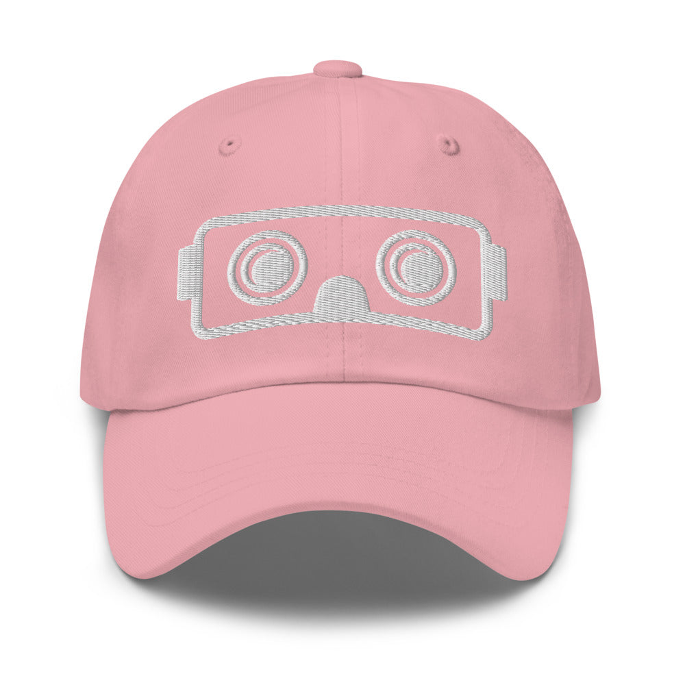 VR Headset in White Puff Embroidery :: Dad Hat - METAVERSETEES : Metaverse Tees, T-shirts and Merch for Your Metaverse Life