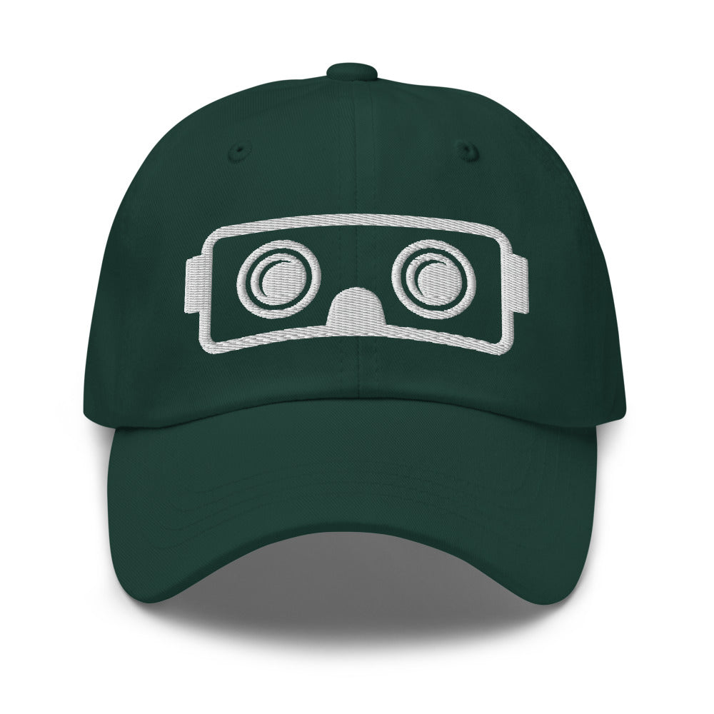 VR Headset in White Puff Embroidery :: Dad Hat - METAVERSETEES : Metaverse Tees, T-shirts and Merch for Your Metaverse Life