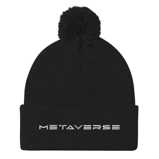 Metaverse Pom-Pom Embroidered Beanie - METAVERSETEES : Metaverse Tees, T-shirts and Merch for Your Metaverse Life