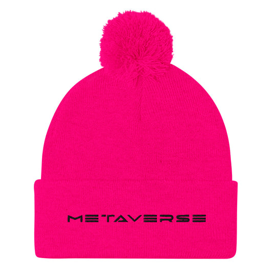 Metaverse Pom-Pom Embroidered Beanie - METAVERSETEES : Metaverse Tees, T-shirts and Merch for Your Metaverse Life